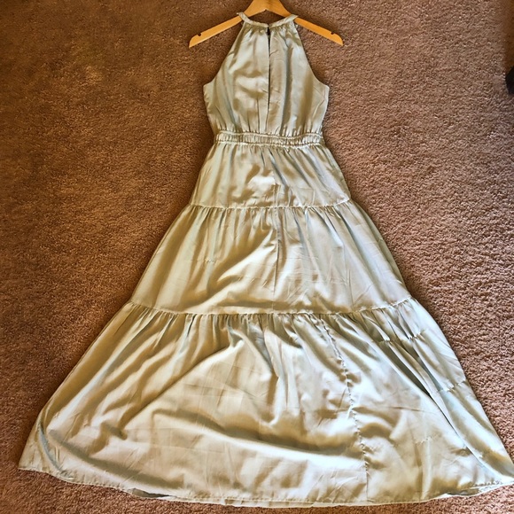Maxi Light Green Halter Dress - Picture 2 of 4